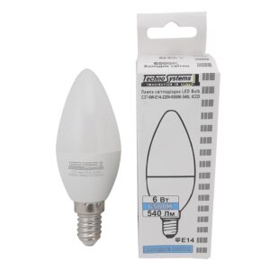 Лампа світлодіодна LED Bulb-C37-6W-E14-220V-6500K-630L GOLDEN
