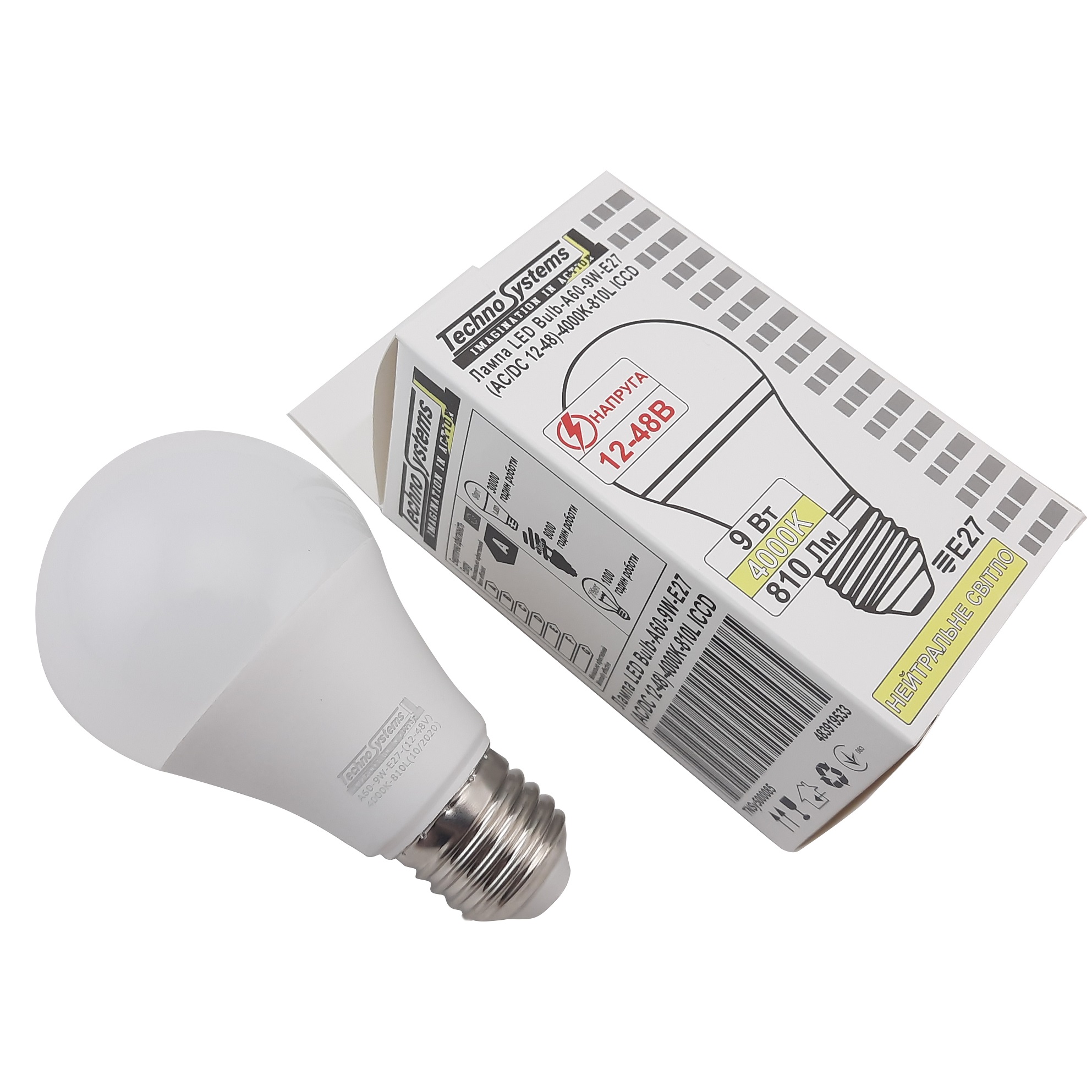 Лампа світлодіодна LED Bulb A60-9W-E27-(AC/DC 12-48V)-4000K-810L ICCD 1 Лампа світлодіодна LED Bulb A60-9W-E27-(AC/DC 12-48V)-4000K-810L ICCD