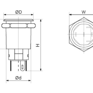 Кнопка металева КНМ-22-FJ-E 24V 1NO1NC, Червоний