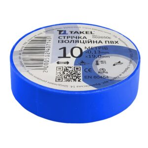 Ізоляційна стрічка 0,13мм  х 19мм х 10м, блакитний TAKEL
