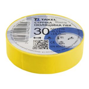 Ізоляційна стрічка 0,13мм  х 19мм х 30м, жовтий TAKEL