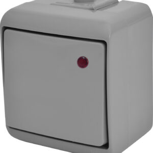 Вимикач 1-клавішний Eti Hermetics VHE-1L-SR IP54 з підсвічуванням сірий (4668066)