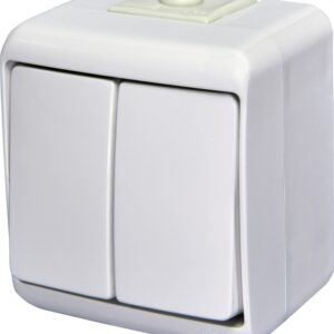 Вимикач 2-клавішний Eti Hermetics VHE-2L IP54 з підсвічуванням білий (4668008)
