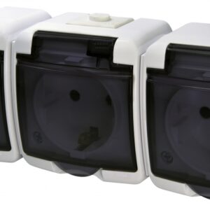Розетка тримісна Eti Hermetics RHE-3sd із з/к IP54 біла/прозора кришка (4668024)