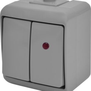 Вимикач 2-клавішний Eti Hermetics VHE-2L-SR IP54 з підсвічуванням сірий (4668067)