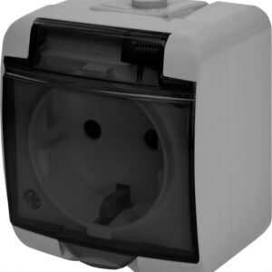 Розетка одномісна Eti Hermetics RHE-1SD-SR із з/к IP54 сіра/прозора кришка (4668071)