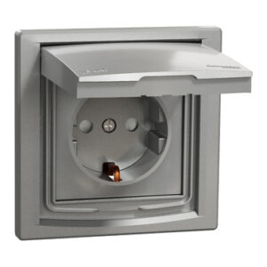 Розетка Schneider Electric Asfora EPH3100361 із заземленням та зі шторками (алюміній)
