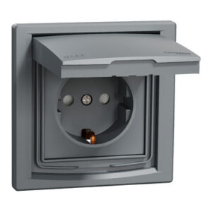 Розетка Schneider Electric Asfora EPH3100362 із заземленням та зі шторками (сталь)
