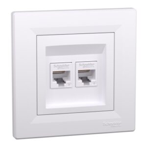 Розетка комп'ютерна RJ45 кат.6 UTP подвійна біла Asfora, EPH4800121