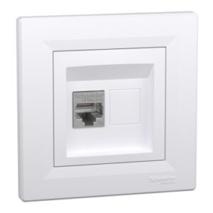 Розетка комп'ютерна одинарна RJ45 кат.5е STP біла Asfora, EPH5000121