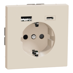 Розетка Schneider Electric D-Life MTN2367-6033 16А USB/Type-C 3А сахара