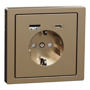 Розетка Schneider Electric D-Life MTN2367-6051 16А USB/Type-C 3А шампань