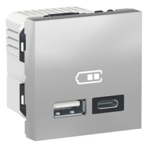 Подвійна USB розетка Schneider Electric NU301830 тип А+тип С (алюміній)