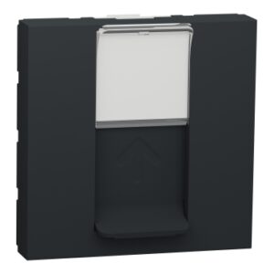 Одинарна комп'ютерна розетка Schneider Electric NU341754 RJ45 cat.6 STP із полем для напису 2М (антрацит)