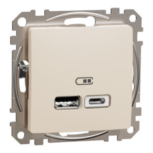 USB-розетка Schneider Electric Sedna Design & Elements A+C 2,4A бежева SDD112402
