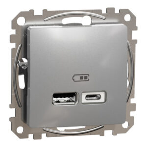 USB-розетка Schneider Electric Sedna Design & Elements A+C 2,4A алюміній SDD113402
