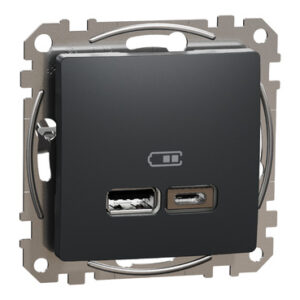 USB-розетка Schneider Electric Sedna Design & Elements A+C 2,4A чорна SDD114402