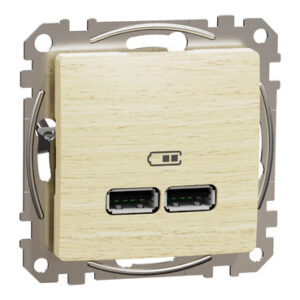 USB розетка Schneider Electric Sedna Design & Elements A+A 2,1A береза SDD180401
