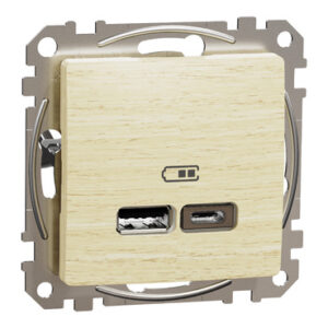 USB-розетка Schneider Electric Sedna Design & Elements А+С 2,4А береза SDD180402