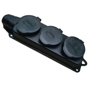 Розетка тримісна з захисними кришками з/к RUBBER IP44 TNSy