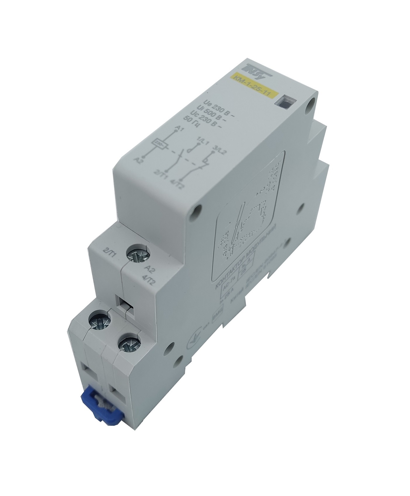 Контактор модульний КМ-1-25-11 25А 230AC 1NO-1NC 2р 1мод. 1 Контактор модульний КМ-1-25-11 25А 230AC 1NO-1NC 2р 1мод.