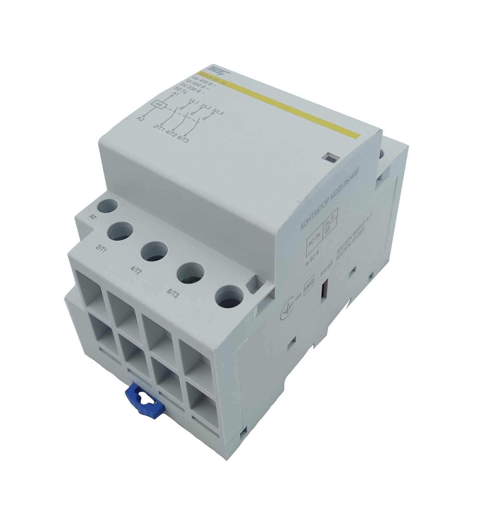 Контактор модульний КМ-3-63-30 63А230AC 3NO 3р 3мод. 1 Контактор модульний КМ-3-63-30 63А230AC 3NO 3р 3мод.