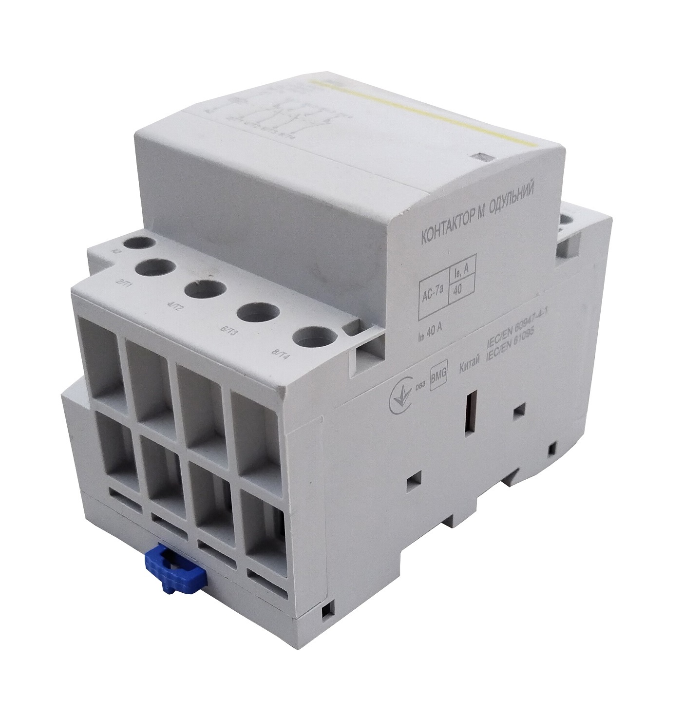 Контактор модульний КМ-3-40-22 40А 230AC 2NO-2NC 4р 3мод. 3 Контактор модульний КМ-3-40-22 40А 230AC 2NO-2NC 4р 3мод. - Зображення 3