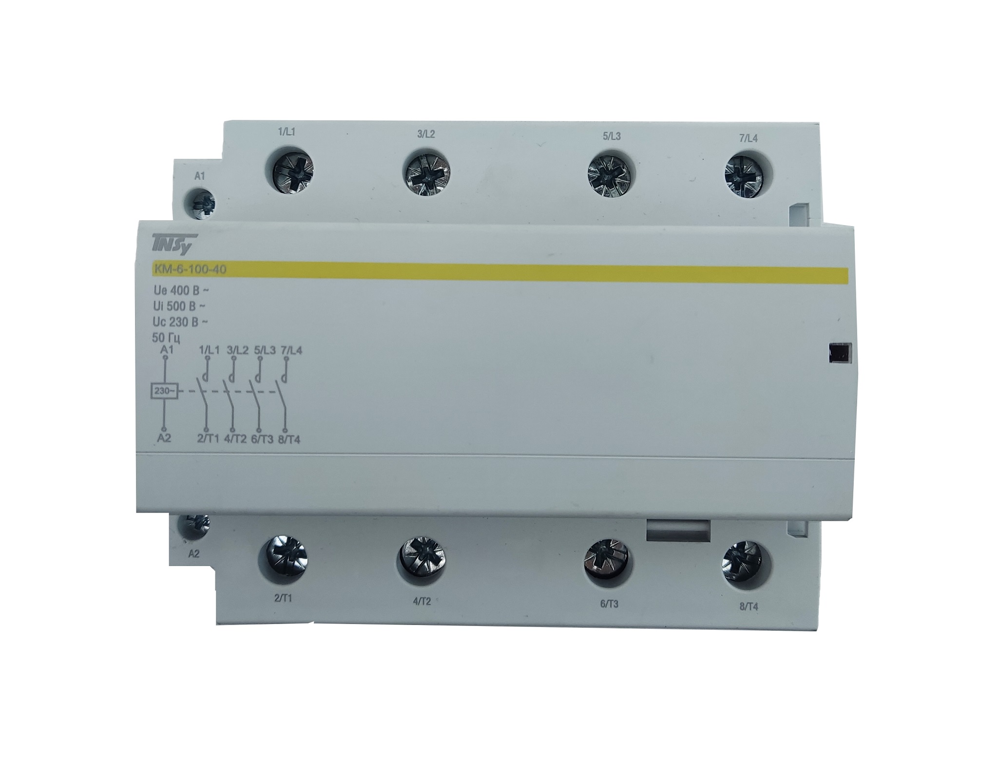 Контактор модульний КМ-6-100-40 100А 230AC 4NO 4р 6мод. 1 Контактор модульний КМ-6-100-40 100А 230AC 4NO 4р 6мод.