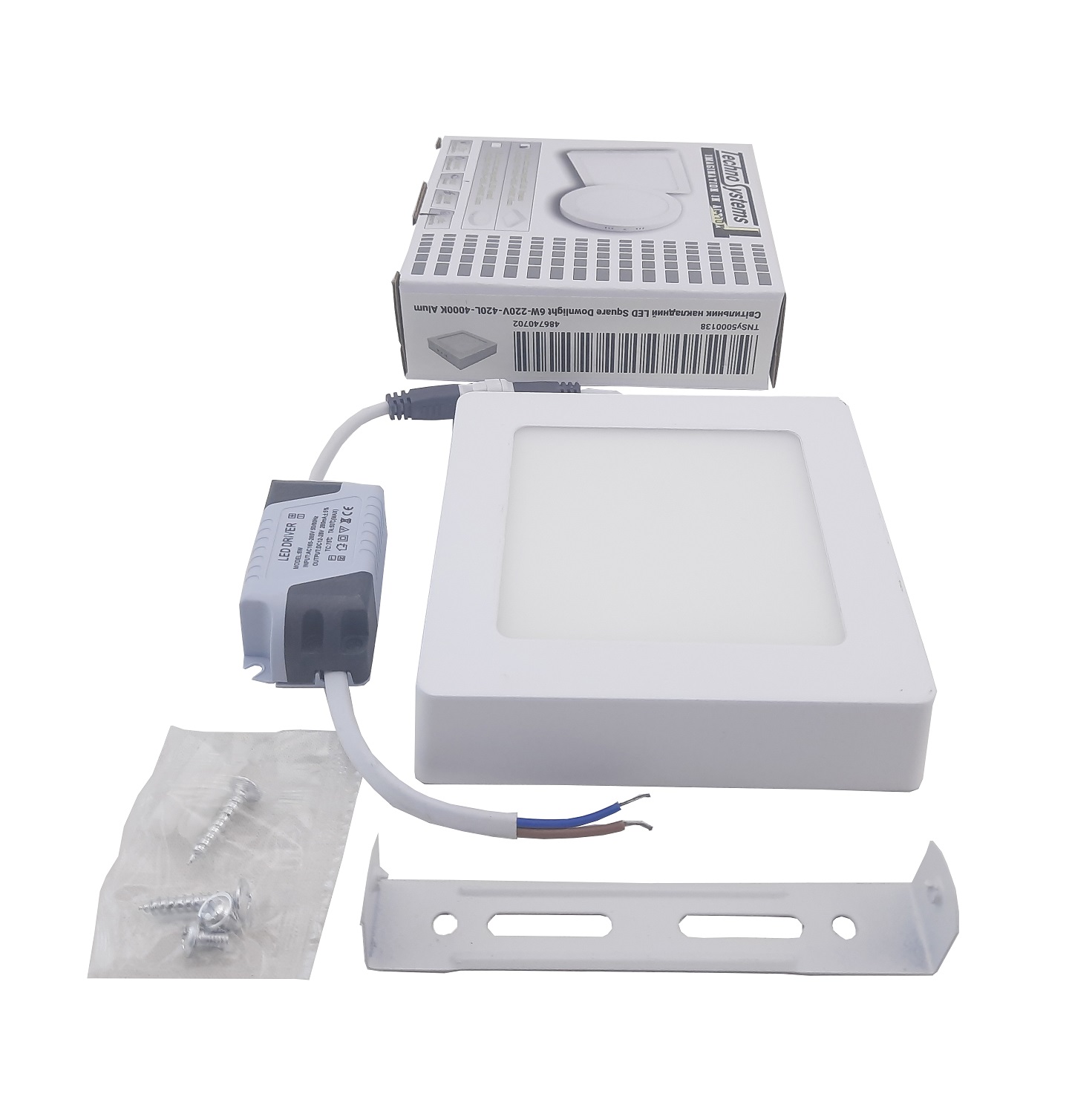 Світильник накладний LED Square Downlight 6W-220V-420L-4000K Alum 2 Світильник накладний LED Square Downlight 6W-220V-420L-4000K Alum - Зображення 2