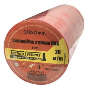Стрічка ізоляційна ПВХнг 0,18х19мм червона 20м