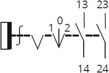 Перемикач XB2-BJ33 1NO+1NO "I-0-II" довга рукоядка 3 Перемикач XB2-BJ33 1NO+1NO "I-0-II" довга рукоядка - Зображення 3