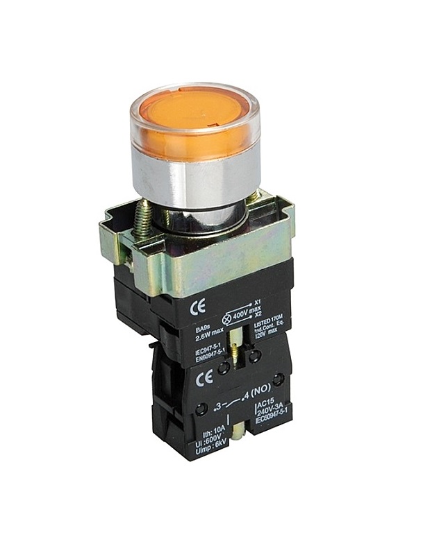 Кнопка XB2-BW3561 1NO з підсвічуванням, жовтий 1 Кнопка XB2-BW3561 1NO з підсвічуванням, жовтий