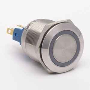 Кнопка металева КНМ-22-FJ-E 220V 1NO1NC, блакитний