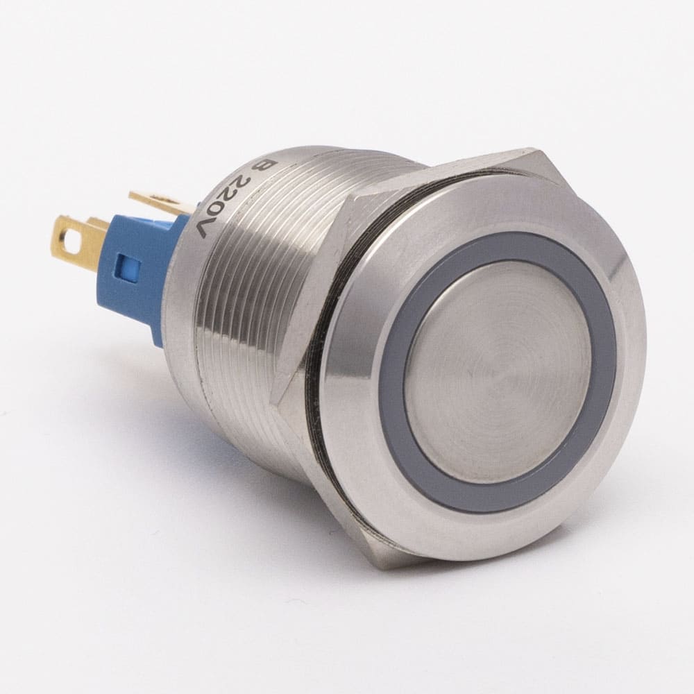 Кнопка металева КНМ-22-FJ-E 220V 1NO1NC, блакитний 1 Кнопка металева КНМ-22-FJ-E 220V 1NO1NC, блакитний