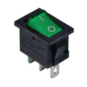 KCD1-2-101N G/B 220V Перемикач 1 клав, зелений з підсвічуванням