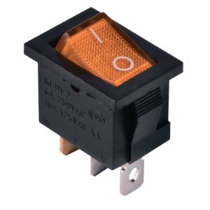 KCD1-2-101N Y/B 220V Перемикач 1 клав, жовтий з підсвічуванням