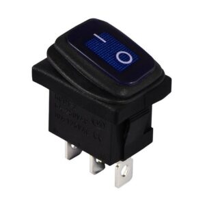KCD1-2-101WN BL/B 220V Перемикач 1 клав, вологозах, синій з підсвічуванням