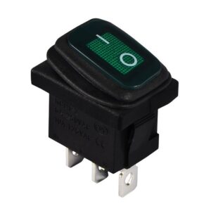 KCD1-2-101WN G/B 220V Перемикач 1 клав, вологозах, зелений з підсвічуванням
