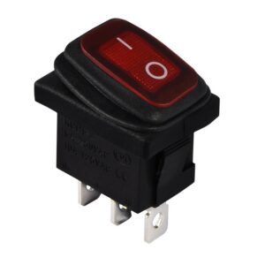 KCD1-2-101WN R/B 220V Перемикач 1 клав, вологозах, червоний з підсвічуванням