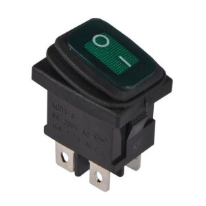 KCD1-4-201WN G/B 220V Перемикач 1 клав, вологозах, зелений з підсвічуванням