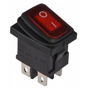 KCD1-4-201WN R/B 220V  Перемикач 1 клав, вологозах, червоний з підсвічуванням