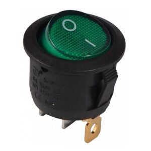 KCD1-5-101N G/B 220V Перемикач 1 клав, круглий зелений з підсвічуванням