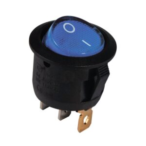 KCD1-5-101N BL/B 220V Перемикач 1 клав, Круглий синій з підсвічуванням