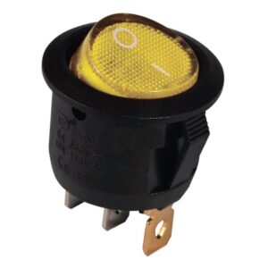 KCD1-5-101N Y/B 220V Перемикач 1 клав, круглий жовтий з підсвічуванням