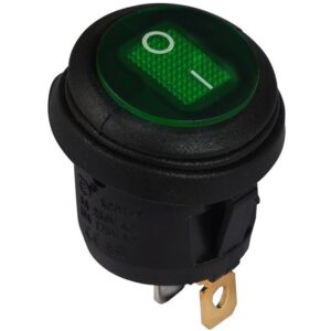 KCD1-5-101WN G/B 220V  Перемикач 1 клав,круглий вологозах, зелений з підсвічуванням