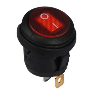 KCD1-5-101WN R/B 220V  Перемикач 1 клав,круглий вологозах, червоний з підсвічуванням