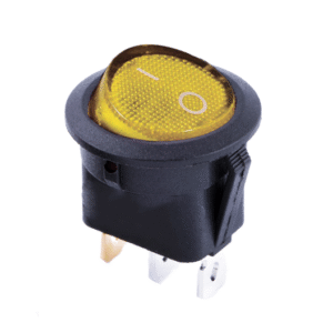 KCD1-8-101N Y/B 220V  Перемикач 1 клав,круглий жовтий з підсвічуванням