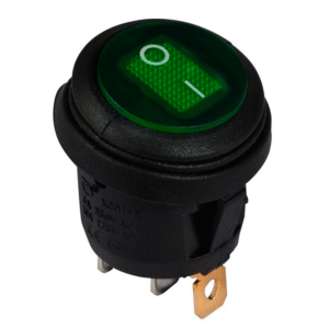 KCD1-8-101WN G/B 220V  Перемикач 1 клав,круглий вологозах, зелений з підсвічуванням