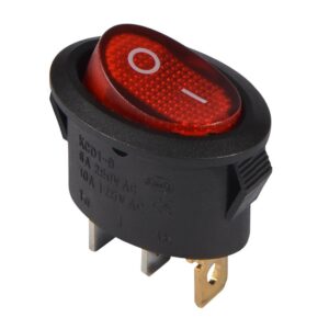 KCD1-9-101N R/B 220V Перемикач 1 клав, овал, червоний з підсвічуванням