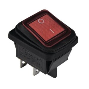 KCD2-201WN R/B 220V Перемикач 1 клав, вологозах, червоний з підсвічуванням